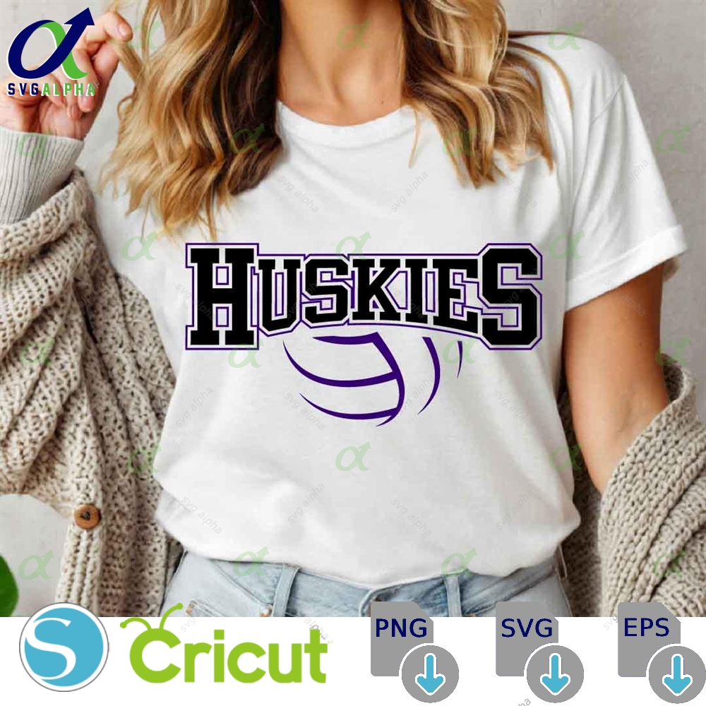 Huskies Mascot Svg Png Huskies Volleyball Svg Varsity Huskies Shirt School Spirit Mascot Svg Volleyball Cheer Sublimation Football Mom